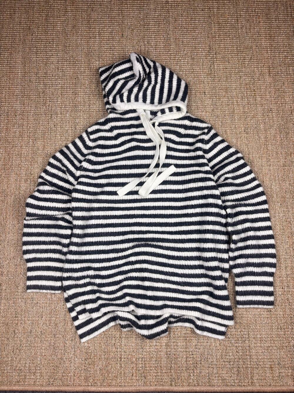 🖤 Gap Striped Hooded Sweater | Size M | Charcoal & Cream
